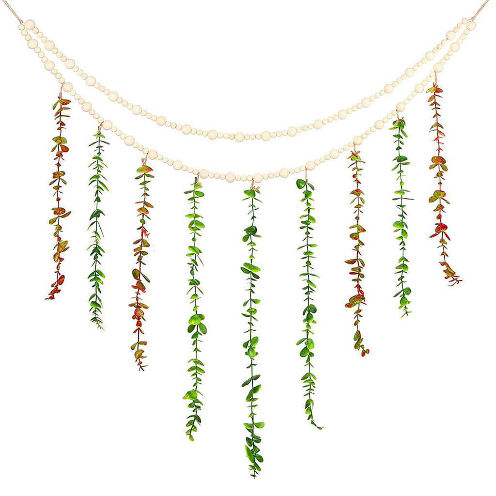 wooden beads with vines wall decor