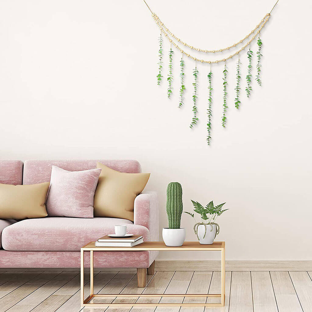 wooden beads with vines wall decor