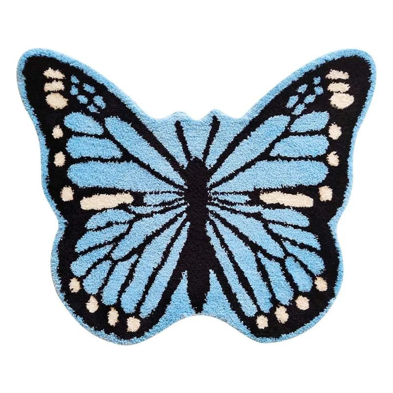 Y2K Blue Butterfly Throw Rug - Shop Online on roomtery