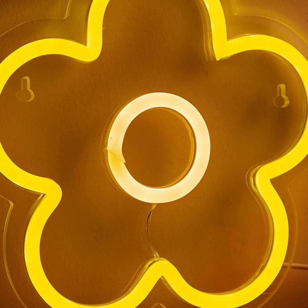 yellow flower shaped led wall neon sign acrylic plate room decor roomtery