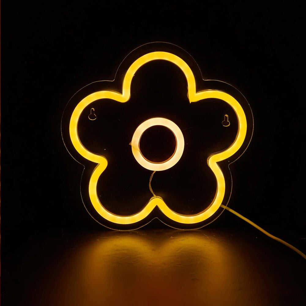 yellow flower shaped led wall neon sign acrylic plate room decor roomtery