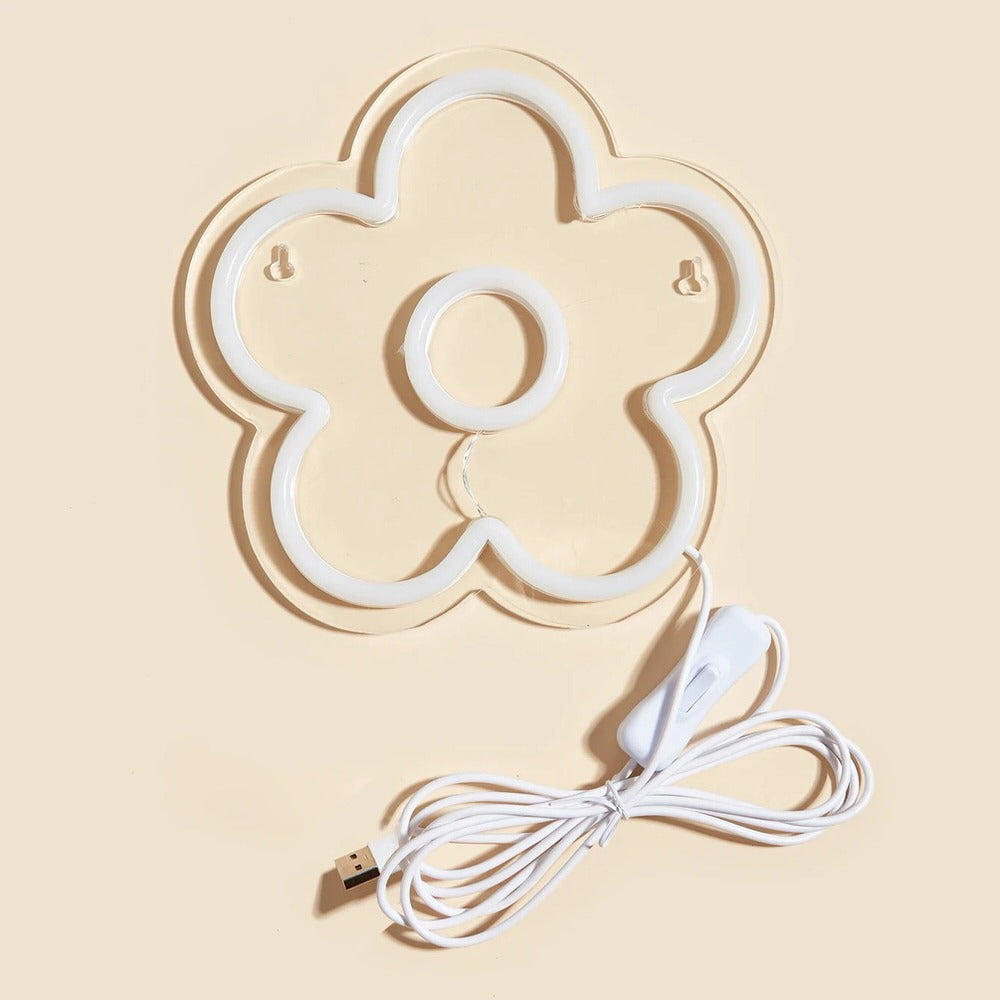 yellow flower shaped led wall neon sign acrylic plate room decor roomtery