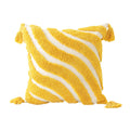 yellow groovy wavy striped tufted cushion cover