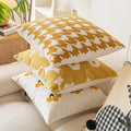 embroidered yellow dogtooth pastel aesthetic cushion pillow cover roomtery room decor