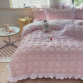 kawaii aesthetic korean riibed ruffle bedding set roomtery