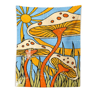 70s Vintage Mushrooms Tapestry