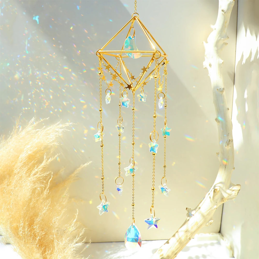 moon and stars glass crystal suncatcher roomtery