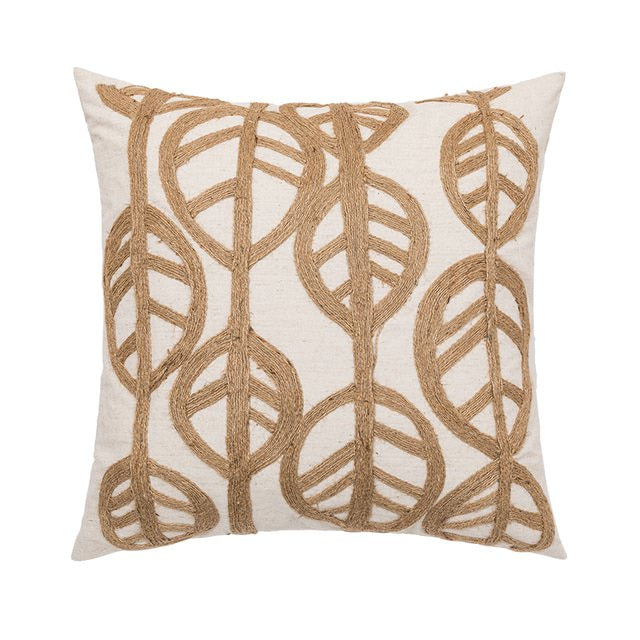 linen leaves embroidery aesthetic cushion cover roomtery