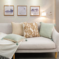linen leaves embroidery aesthetic cushion cover roomtery