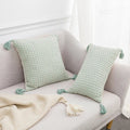 linen leaves embroidery aesthetic cushion cover roomtery