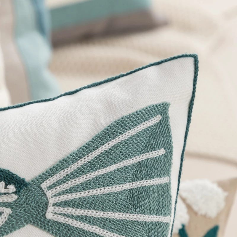 floral pattern yellowish sage green embroidered cushion cover room decor roomtery