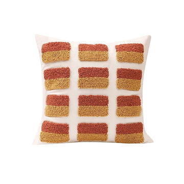 ochre colored embroidery boho aesthetic tufted cushion cover roomtery