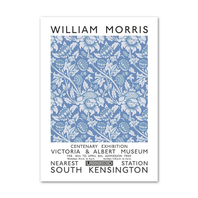 william morris blue floral wall art canvas nordic posters painting aesthetic posters prints roomtery