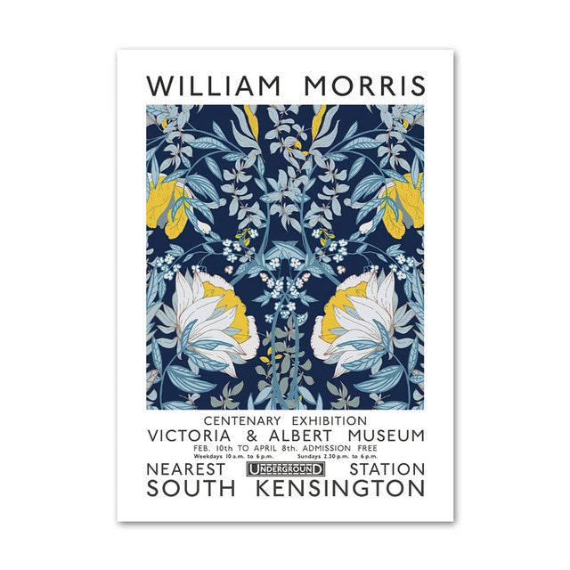 william morris blue floral wall art canvas nordic posters painting aesthetic posters prints roomtery