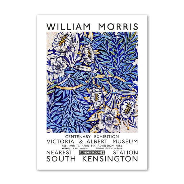 william morris blue floral wall art canvas nordic posters painting aesthetic posters prints roomtery