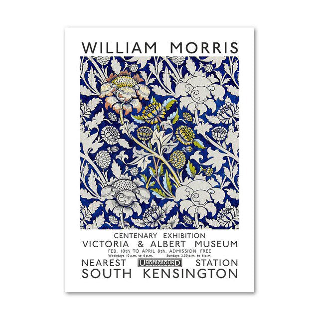 william morris blue floral wall art canvas nordic posters painting aesthetic posters prints roomtery