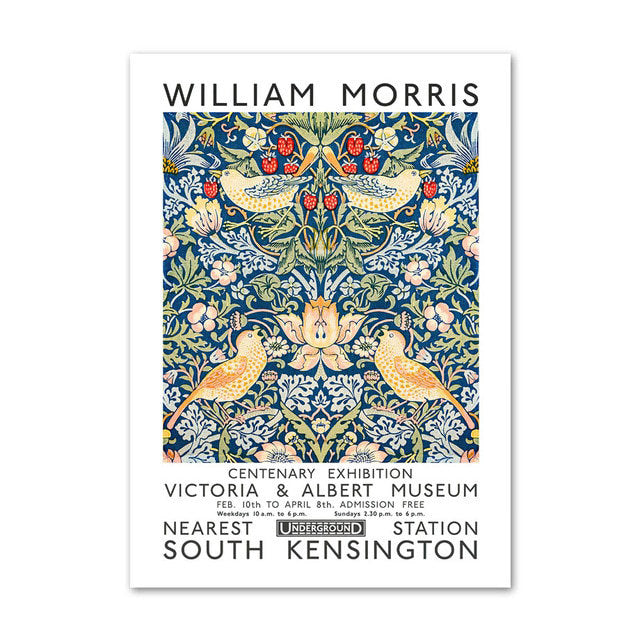 william morris blue floral wall art canvas nordic posters painting aesthetic posters prints roomtery
