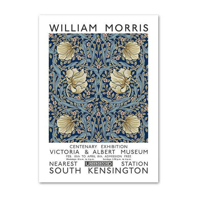 william morris blue floral wall art canvas nordic posters painting aesthetic posters prints roomtery