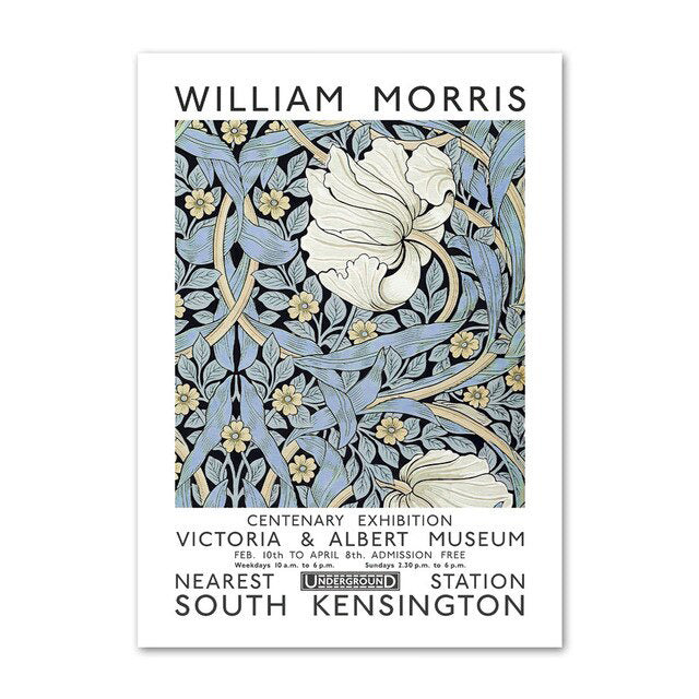william morris blue floral wall art canvas nordic posters painting aesthetic posters prints roomtery