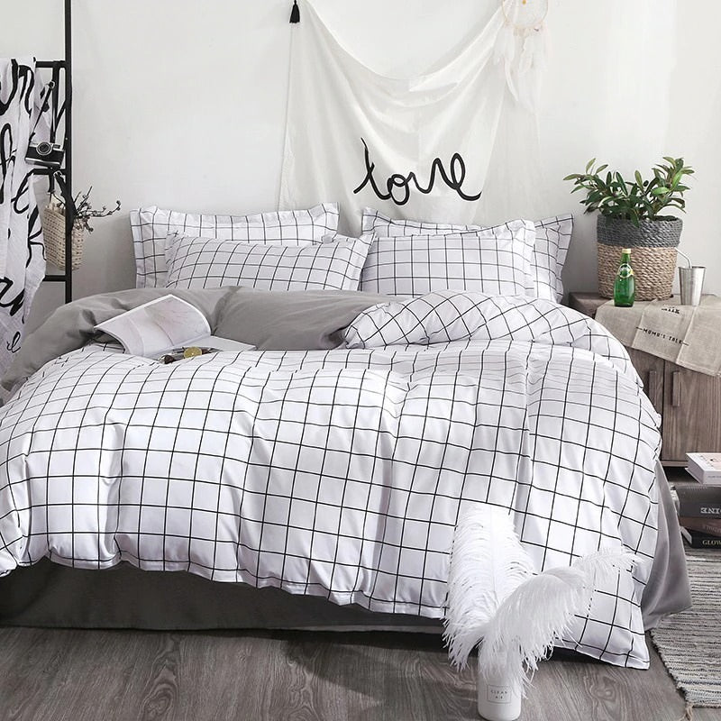 aesthetic bedroom black grid bedding set roomtery
