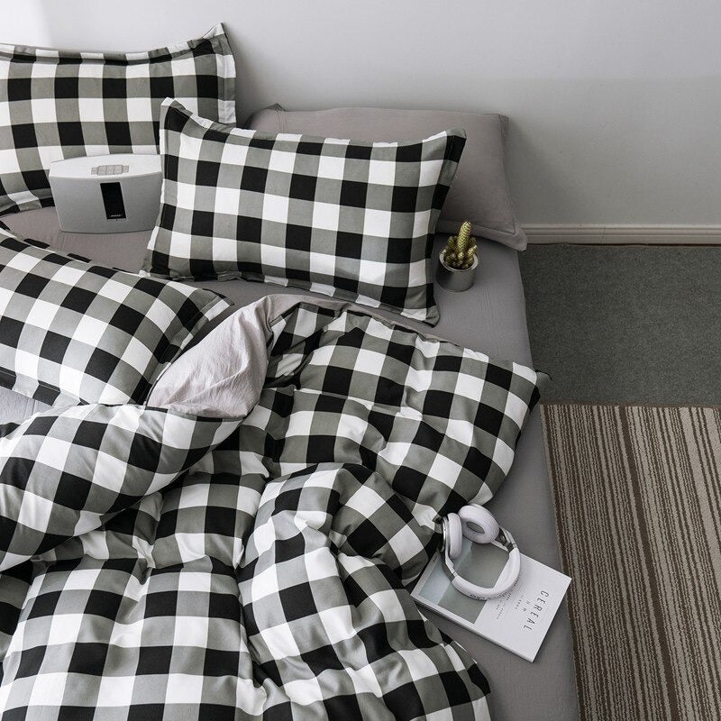 aesthetic room heavy grid plaid bedding set roomtery