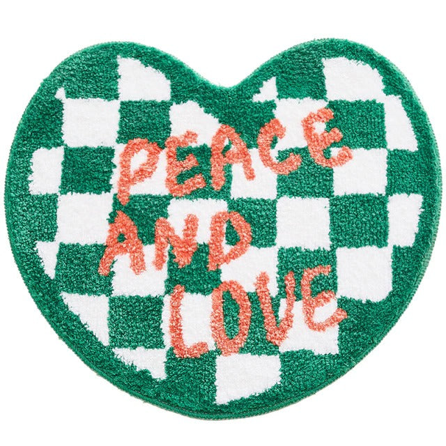 heart shaped pastel rainbow color fluffy bath rug nice day print roomtery