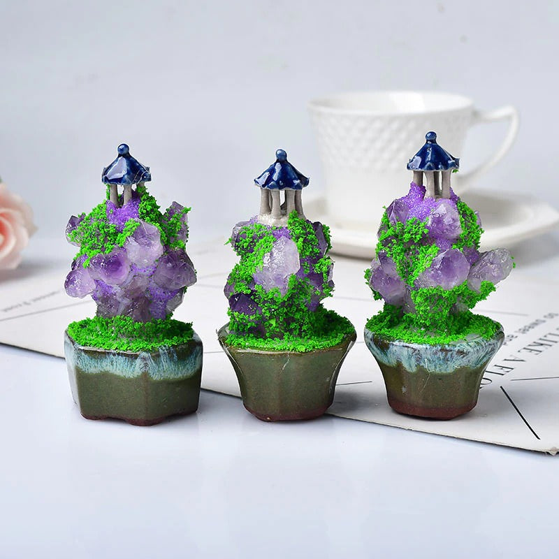 mini fairy garden tower natural crystal decor fairycore aesthetic room decor roomtery