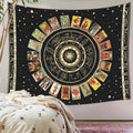 black tarot cards mandala witchy room tapestry roomtery