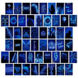 Blue Neon Wall Collage Cards