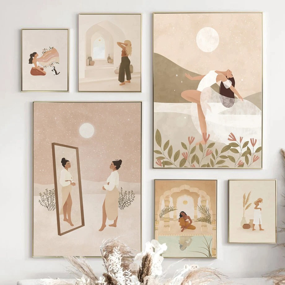vintage boho eastern moroccan style boho aesthetic wall art canvas print poster roomtery