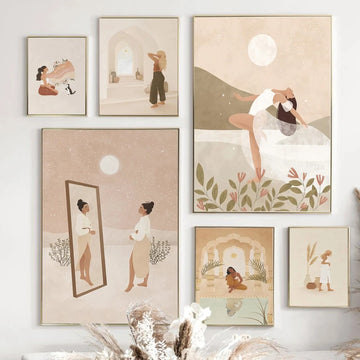 vintage boho eastern moroccan style boho aesthetic wall art canvas print poster roomtery