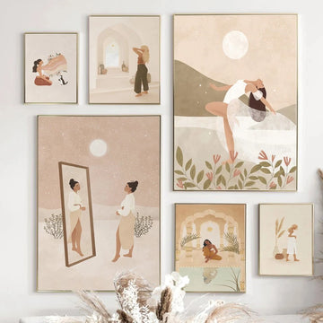 Moroccan Girl Boho Canvas Posters