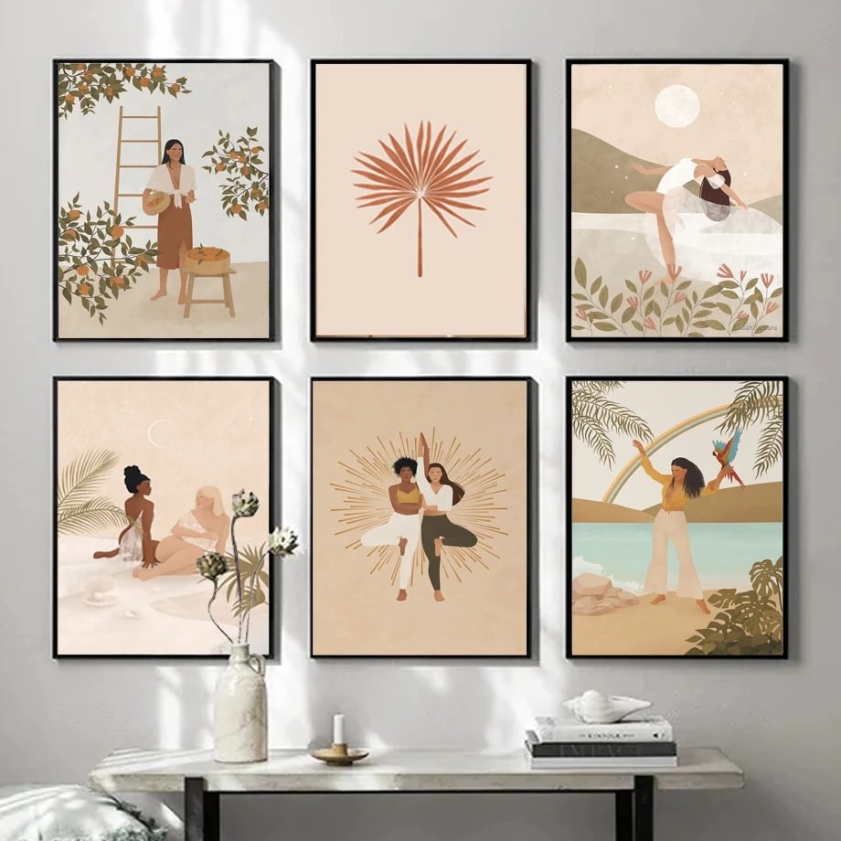 vintage boho eastern moroccan style boho aesthetic wall art canvas print poster roomtery