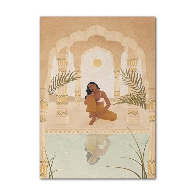 vintage boho eastern moroccan style boho aesthetic wall art canvas print poster roomtery