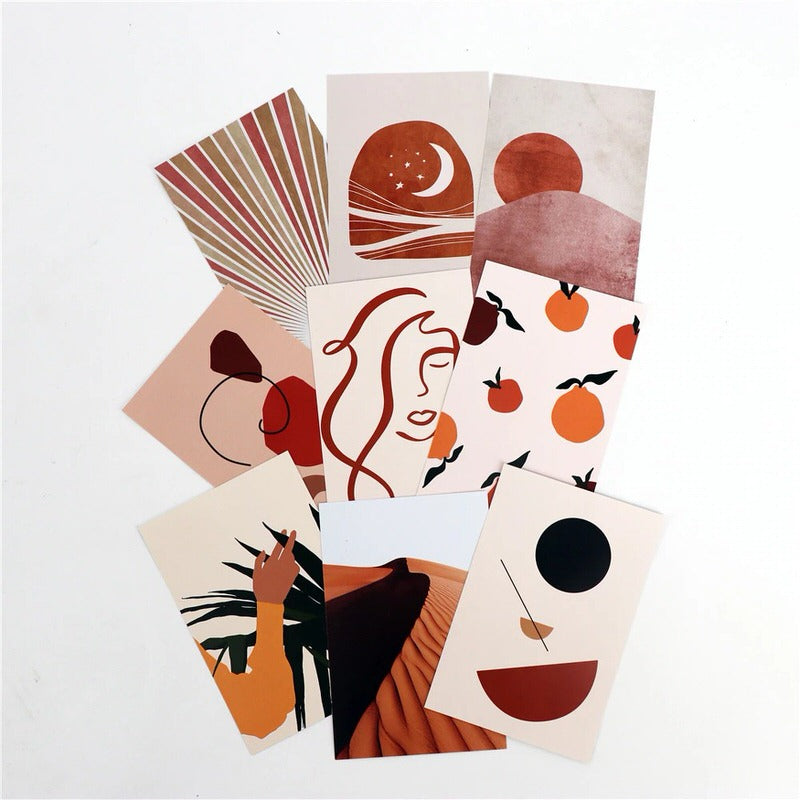 boho aesthetic wall collage poster card set  roomtery