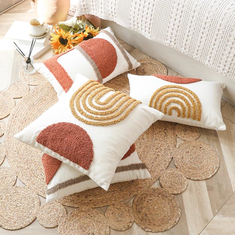 boho aesthetic arc tufted cushion covers pillow cases room decor roomtery