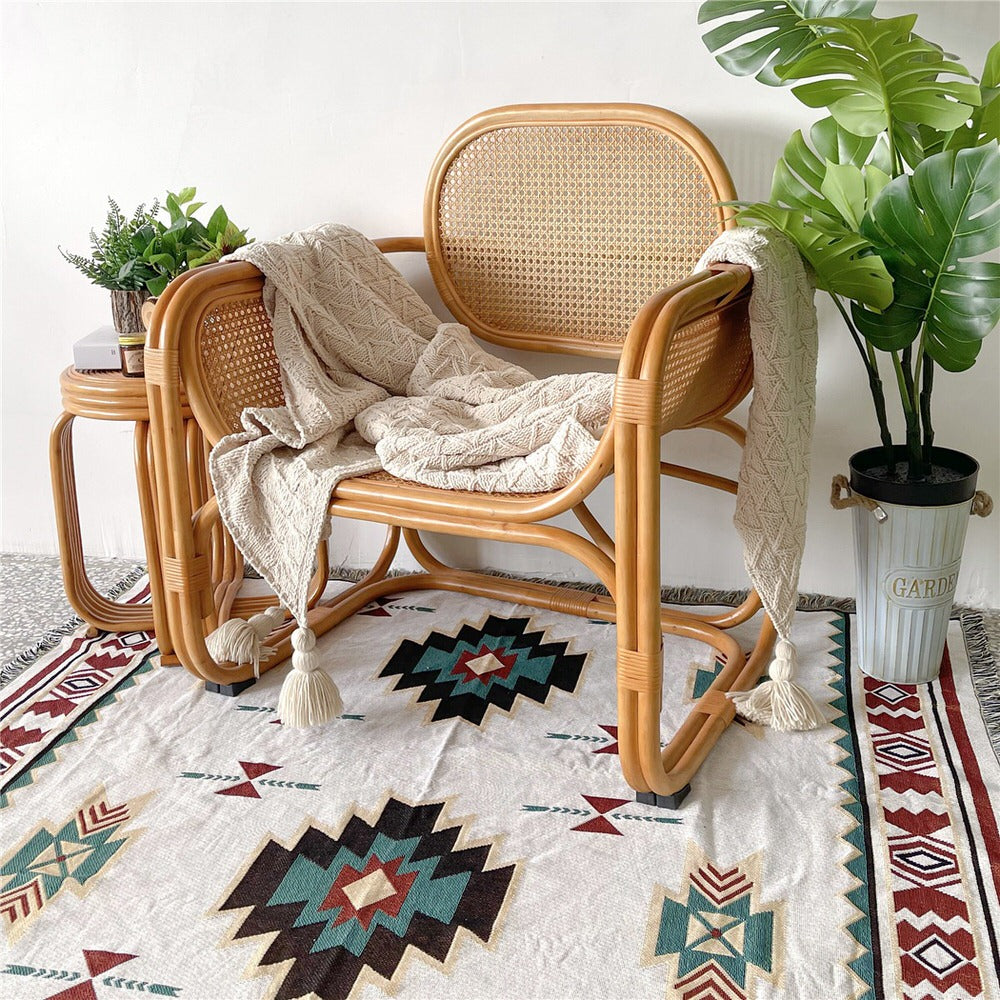 boho style print aesthetic woven throw blanket tapestry decor roomtery
