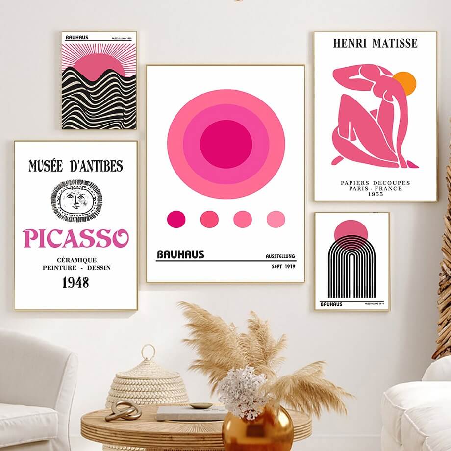 bright pink wall art matisse gallery wall canvas posters roomtery