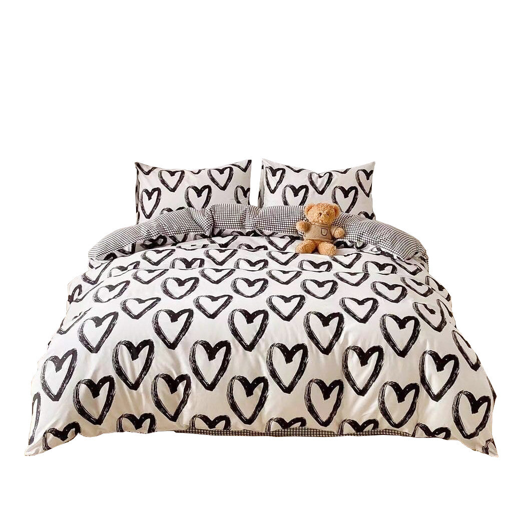 White Pom Pom Bedding Set, Boho Aesthetic Bedding - roomtery