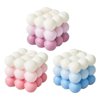 Pastel Gradient Bubble Cube Candle