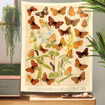 Butterflies Species Botanical Tapestry
