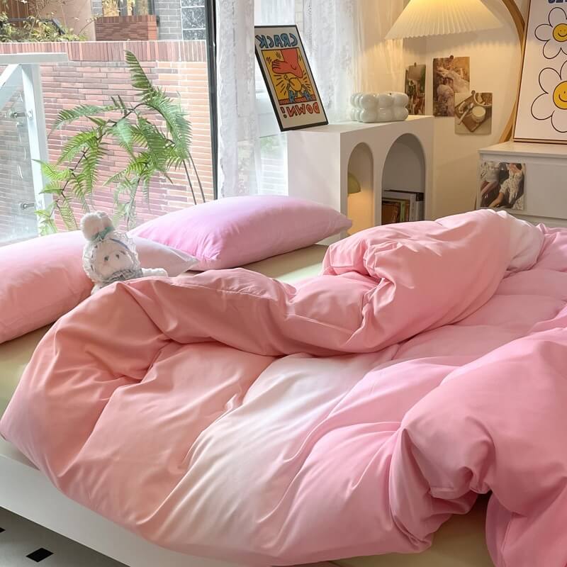 cute pastel color gradients bedding set roomtery