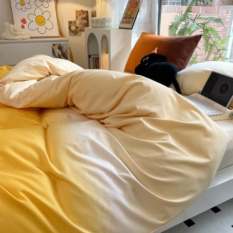 cute pastel color gradients bedding set roomtery