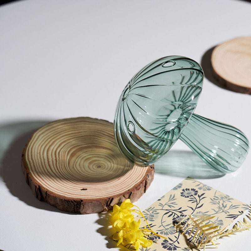 colored glass mushroom shaped vase fairycore aesthetic room decor roomtery