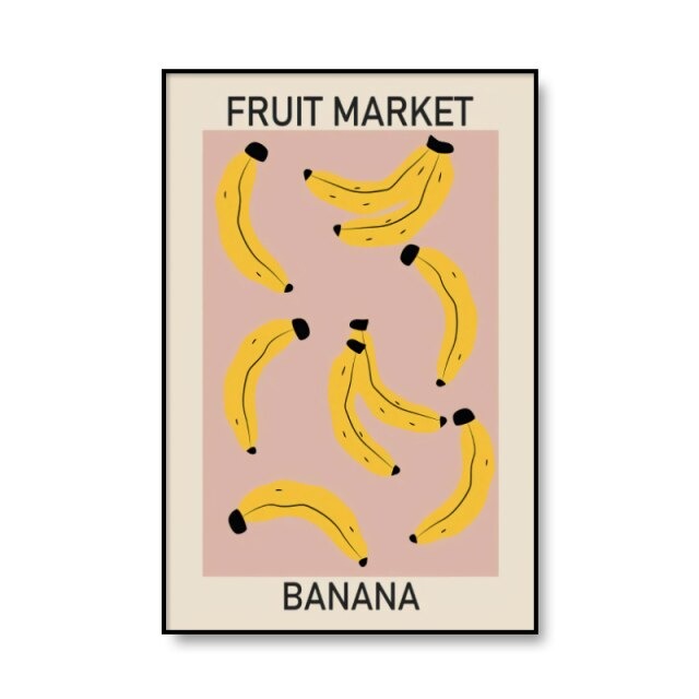 colorful fruits print market canvas posters wall art aesthetic decor roomtery
