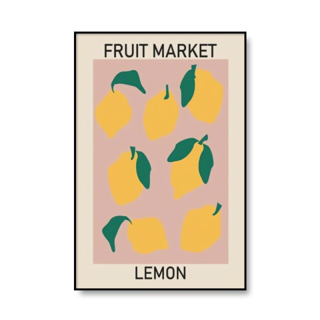 colorful fruits print market canvas posters wall art aesthetic decor roomtery