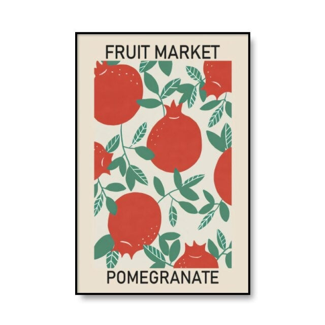 colorful fruits print market canvas posters wall art aesthetic decor roomtery