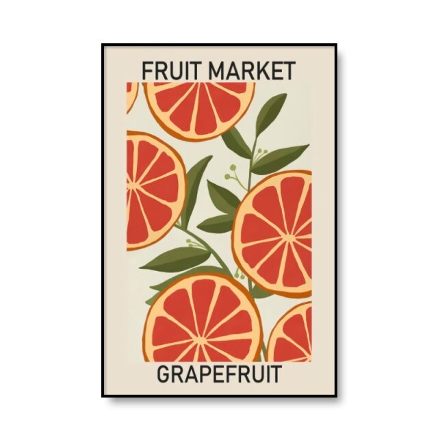 colorful fruits print market canvas posters wall art aesthetic decor roomtery
