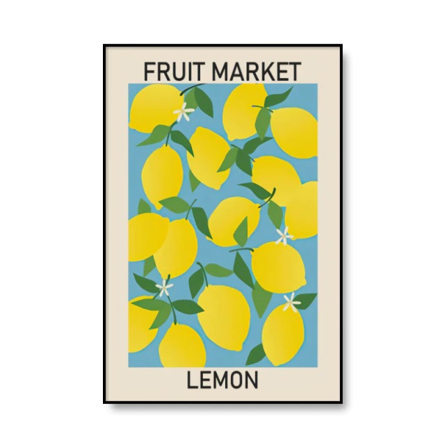 colorful fruits print market canvas posters wall art aesthetic decor roomtery