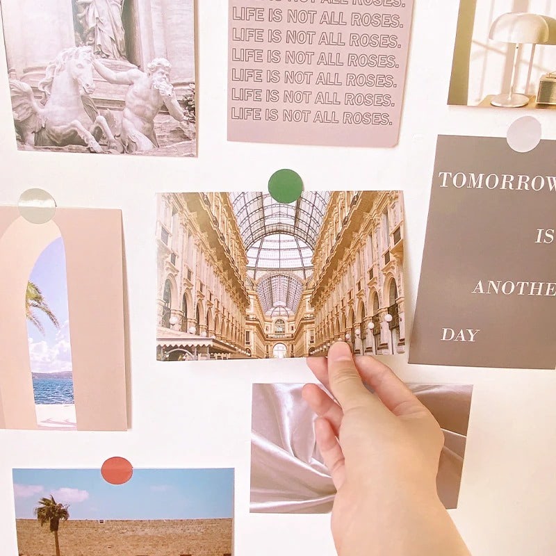 minimalist coquette aesthetic wall collage cards set roomtery